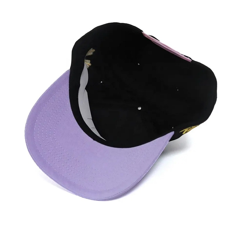 Culoare de contrastnou de sosire Negru și violet Culoare personalizată 5 Panou Logo Logo Baseball Cap pălării sportive pentru adulți