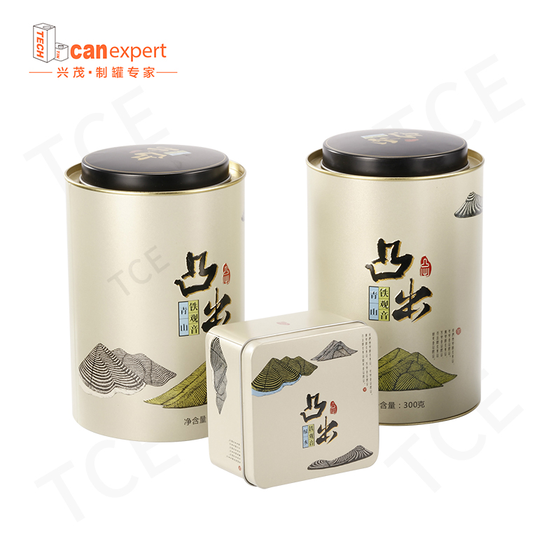 Fabrică personalizată dreptunghiular rotund cu cutie metalică ambalaj de ceai de lux Can Can Plato Canister Recipient de depozitare