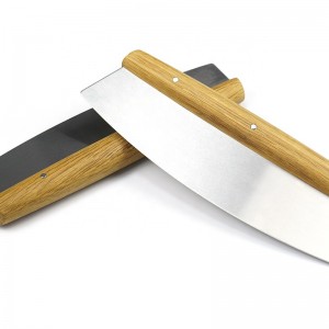 OEM/ODM 304 Pizza din oțel inoxidabil Pizza Pizza Slițer cu mâner din lemn de stejar