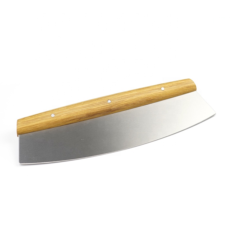China Factory 304 Pizza din oțel inoxidabil Pizza Pizza Pizza Slicer Pizza cu mâner din lemn