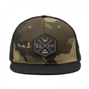 Angro -personalizat hip hop camo snapback plasă brodată logo plasture personalizat 6 panou plat camion și pălărie