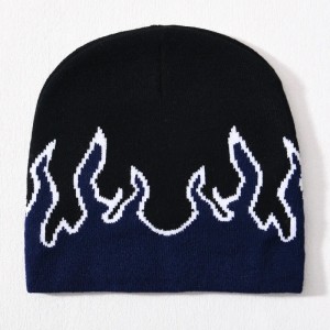 Angro -craniu schi acrilic tricotat pălărie hip hop s -a cut peste tot imprimat design logo personalizat unisex iarna jacquard flame beanie beanie