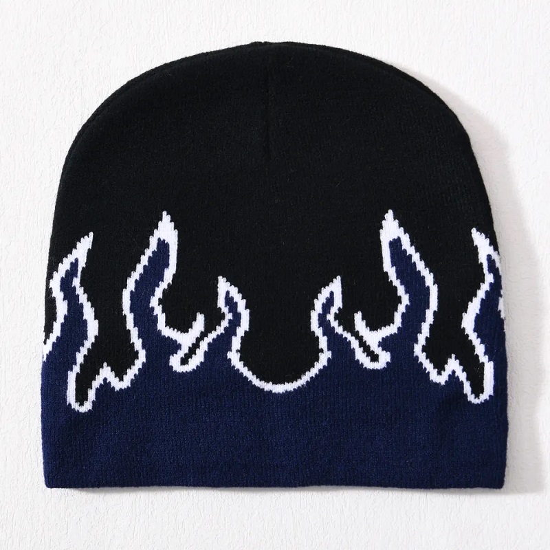 Angro -craniu schi acrilic tricotat pălărie hip hop s -a cut peste tot imprimat design logo personalizat unisex iarna jacquard flame beanie beanie