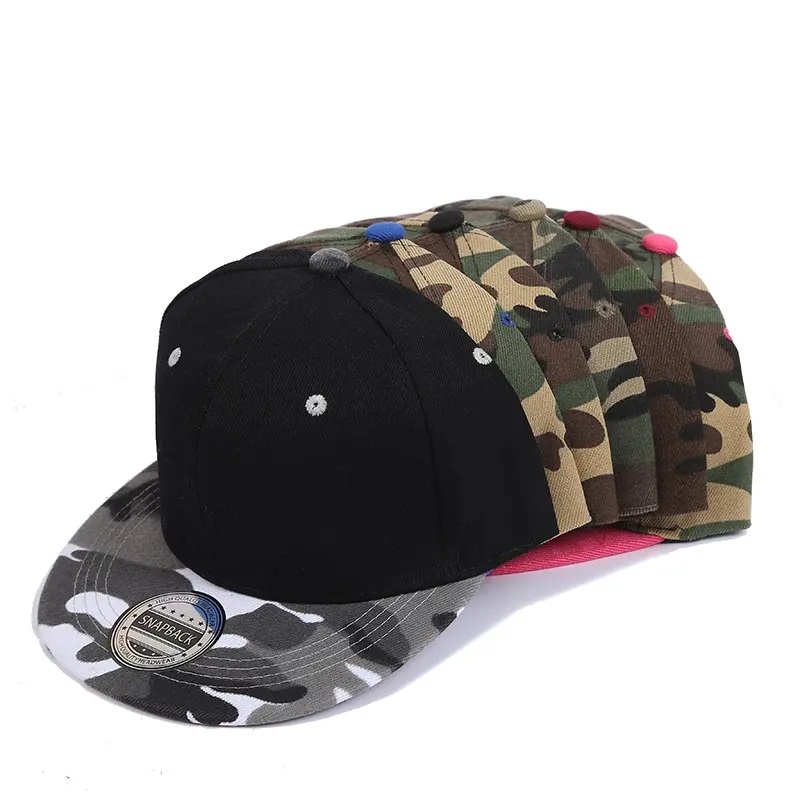 Logo personalizat Color Solid Hat Camo Light Plate Flat de -a lungul capacului de baseball bărbați și femei de vară hip hop skateboard capace snapback