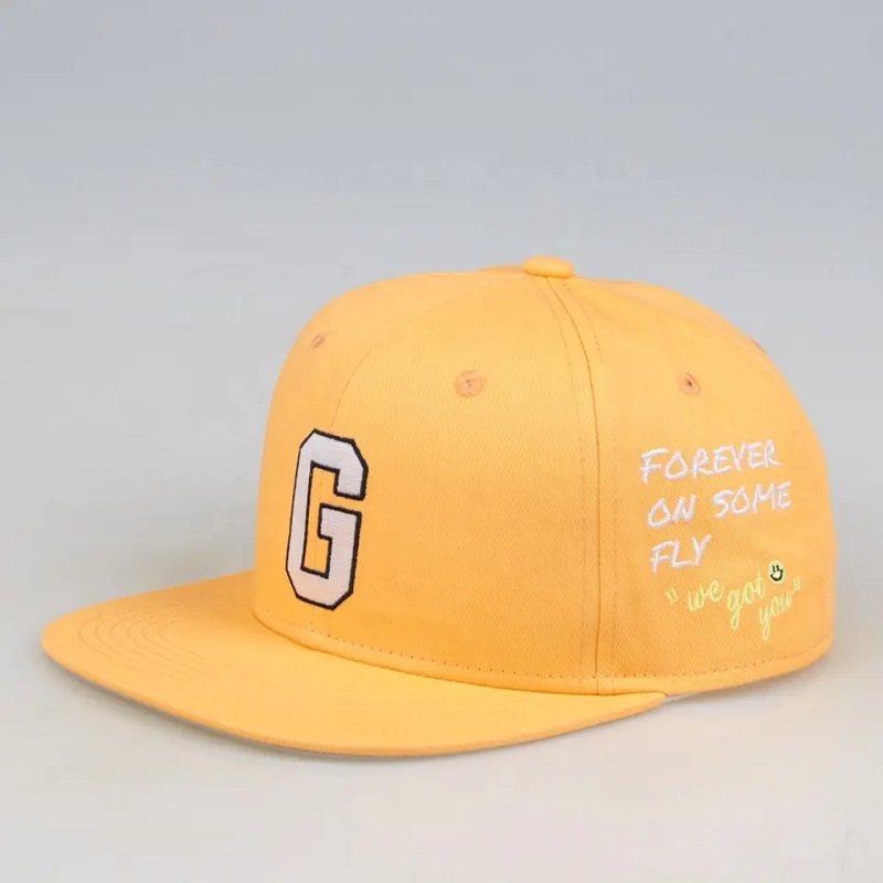 Fabricat în China șase panouri Snapback Baseball Cap pentru bărbați Gorras Snapbacks Custom pălării de broderie Galben