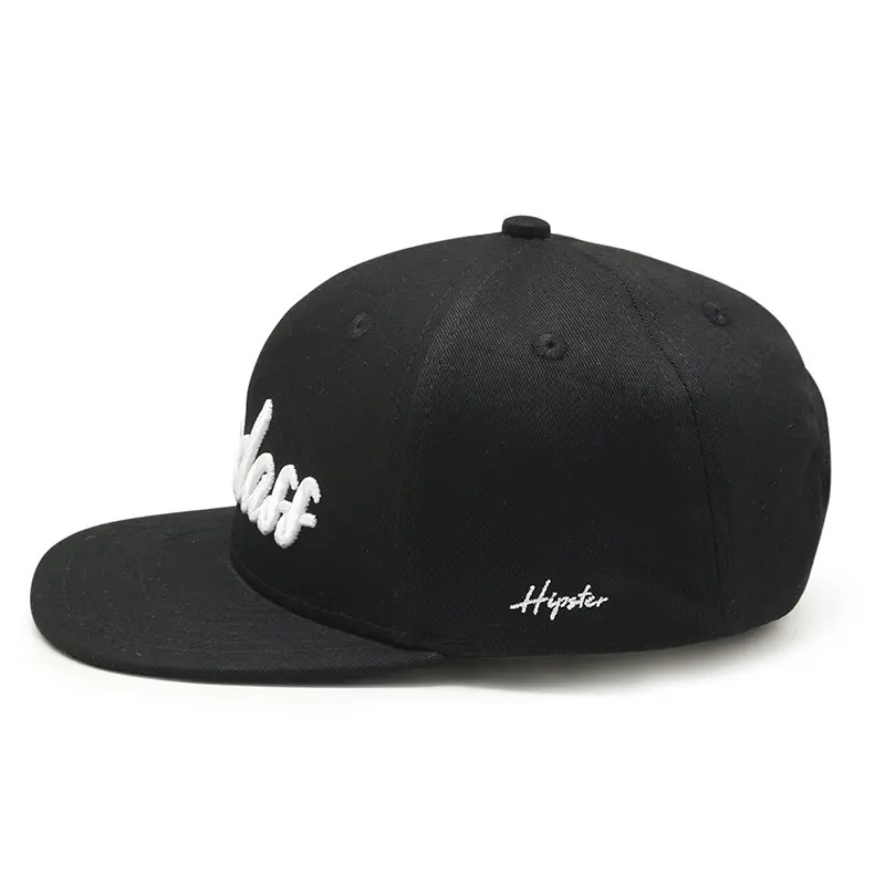 OEM Design Flat Brim Brim 6 Panouri Personalizate 3D Logo Hip Hop Cap Snapback Hat for Men