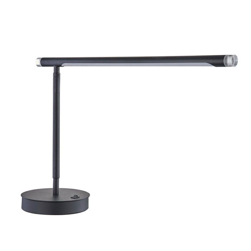 Lampa de birou LED reglabilă Marriott cu finisajnegru mat și un comutator de rocker/off la hotel oaspeți