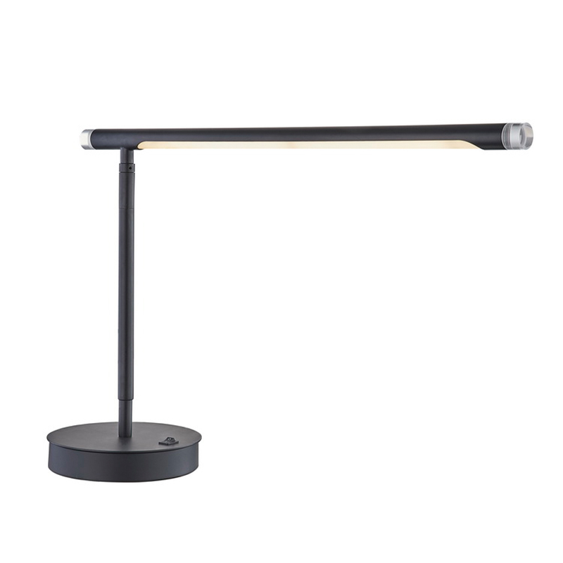 Lampa de birou LED reglabilă Marriott cu finisajnegru mat și un comutator de rocker/off la hotel oaspeți