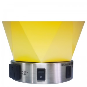 Lampa de masă de rășină cu hoteluri de apă Waterwalk cu corp de rășină Pantone 120c și un comutator de balansoar/off, o priză convenabilă, un port de încărcare USB la hotel pentru oaspeți