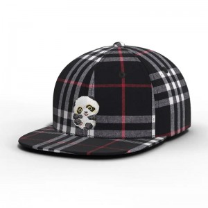 Angro -de înaltă calitate color personalizat carton panda verificat pălărie plaid brim brim snapback capac