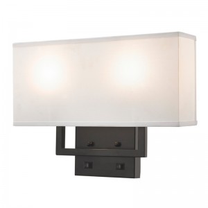Lampa de perete dreptunghiulară Hampton Inn, cu un finisajnegru mat, două comutatoare de rocker/off la hotel oaspeți