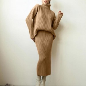 Iarnănouă modă personalizată Femei \\\\\\\\\\\\\'s Turtleneck Turtleneck Costum de pulover tricotat