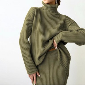 Iarnănouă modă personalizată Femei \\\\\\\\\\\\\'s Turtleneck Turtleneck Costum de pulover tricotat
