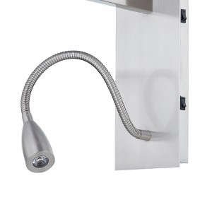 Lampa de perete de mână Hotel Hospitality cu finisaj denichel periat și umbră dreptunghiulară de țesătură la hotel tipic de oaspeți