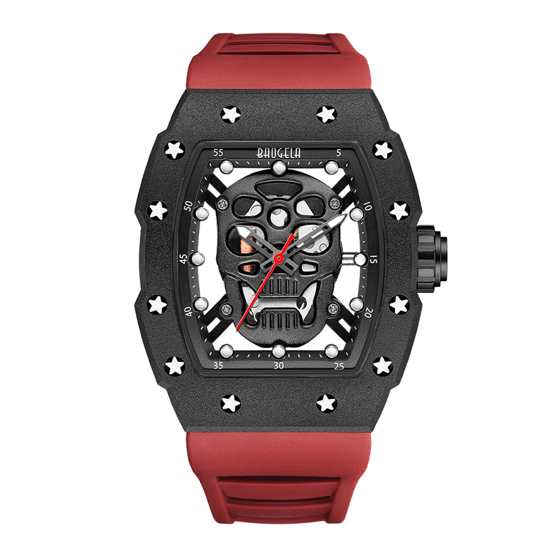 Craniu Baogela Tonneau Watch Top Brand Quartz Ceasuri din oțel inoxidabil ceasuri de apă impermeabil cu curea siliconică curea de mână Rose 4141