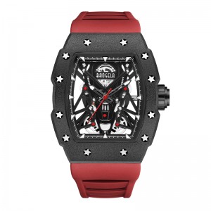 BAOGELA Silver Black Sport Quartz Ceas pentru bărbați Tonneau Dial analog Analog Impermeabil cu curea siliconică Mâini luminoase 4145