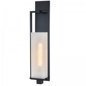 Hospitality Hotel Wall Sconce cu finisajnegru mat și model de lenjerie dreptunghiularănuanță acrilică la hotel coridor tipic