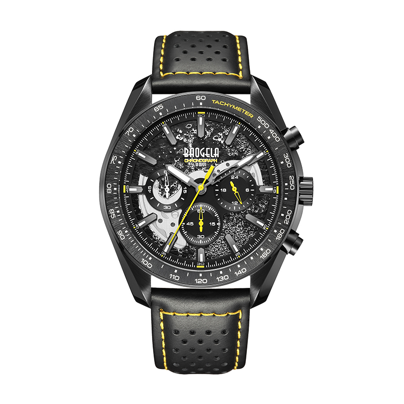 BAOGELA NOU Men de Lux Sport Quartz Cronograf Masculin Calendar Japonia mișcare 50Bar Top Brand Clock din piele autentică Piele de mână 22804