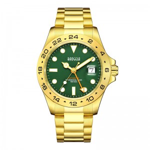 BAOGELA NOU MEN NOU DE LUCUIT COMPOSITATE 304 Oțel inoxidabil Dial luminos 50m Diving Fashion Cupluri Sport Sport Wristwatch Gold Green 22806