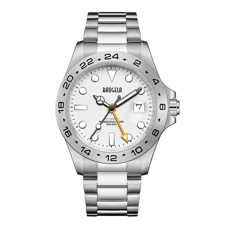 BAOGELA MEN MEN LUCUIT COMPLETĂ 304 Oțel inoxidabil mișcare elvețiană Dial luminos 50Bar Ashion Business Regio Masculino Wristwatch 22806