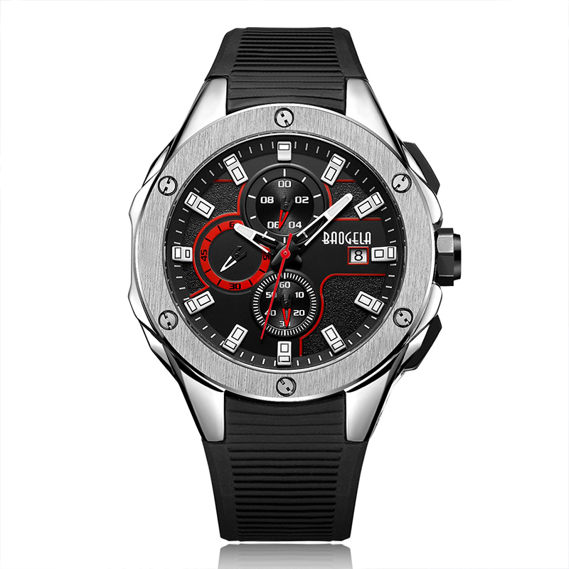 BAOGELA BRAND LUCTĂ MEN SILICONE SPORTS SPORTS SPORTS Fashion Army Watch Man Chronograph Quartz Wristwatch Wristwatch Regio Masculino Rose 22608