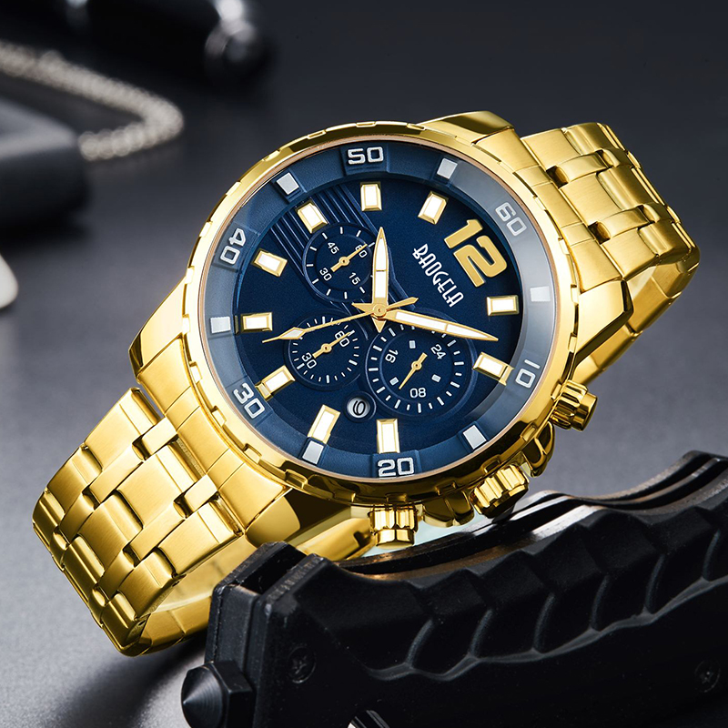 Baogela Quartz Men Gold Watch Top Brand Luxury Army Armată Militară Ceasuri ceasuri Men Regio Masculino Business Wristwatch 22700