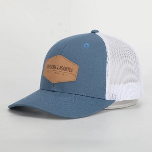 Personalizare de înaltă calitate 6 panou Richardson 112 Cap Capt bumbac, pălărie de camioane structurate cu plasă cu patch -uri din piele