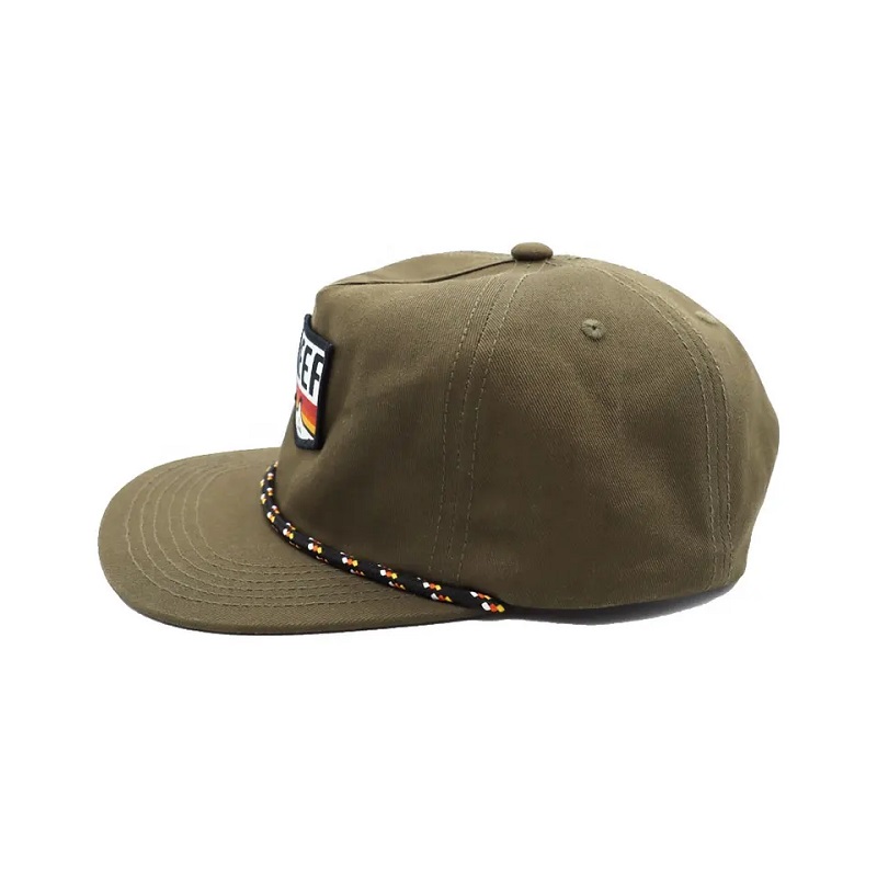 Pălării snapbacknestructurate cu frânghie retro 5 panouri țesute etichetă de patch -