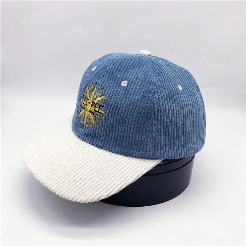 Corduroy 6 panou logo personalizat pentru adulținestructurați pălării corduroy tata