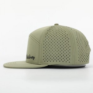 OEM personalizat de înaltă calitate Logo Luxury 7 Panel Snapback Cap pentru adulți Flat Bill Snap Back Back cu găuri tăiate cu laser