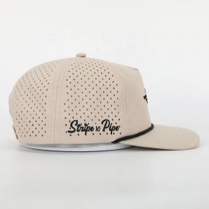 Colent cu ridicata cu broderii personalizate logo 5 panou pălărie de pălărie de înaltă calitate poliester gorras, laser tăiat gaură sportul cu frânghieneagră capac de baseballnegru