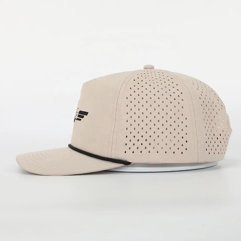 Colent cu ridicata cu broderii personalizate logo 5 panou pălărie de pălărie de înaltă calitate poliester gorras, laser tăiat gaură sportul cu frânghieneagră capac de baseballnegru