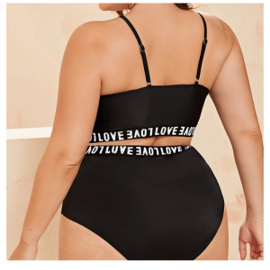 Bikini solid înalt talie plus dimensiune scrisoare de dragoste costume de baie