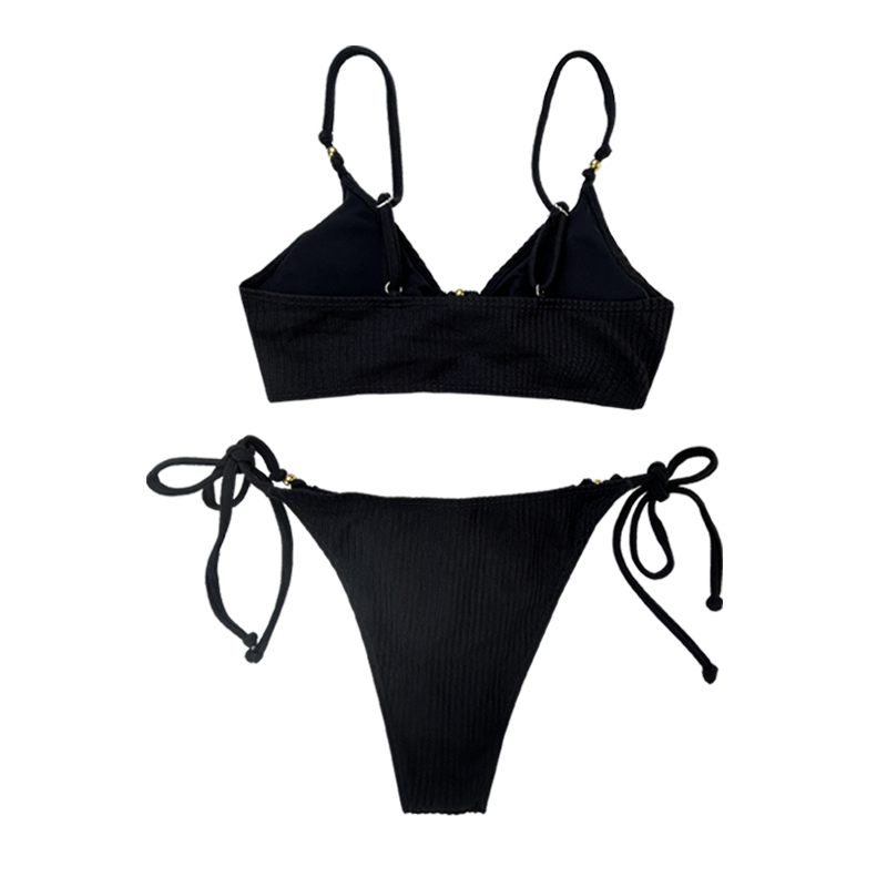 Ring Halterneck Lace-Up Swimsuits