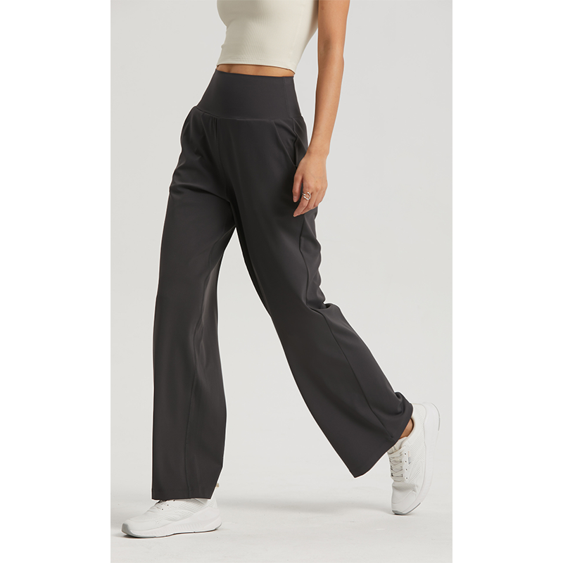 Pantaloni de yoga cu picioare largi de buzunar