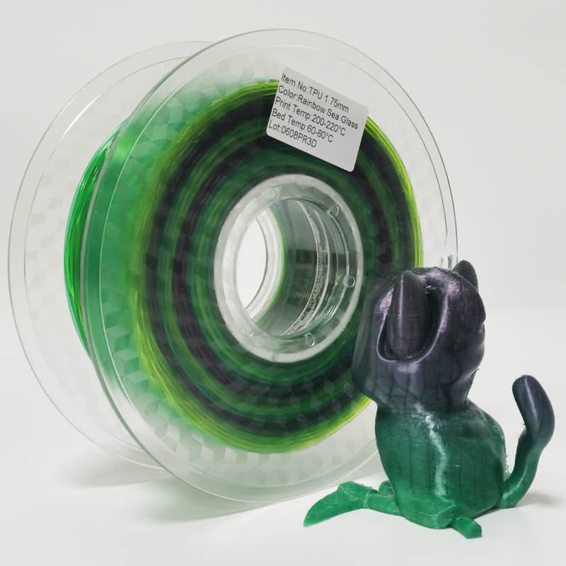 TPU Filament Rainbow Filament 3D Soft Flexible1.75mm FDM