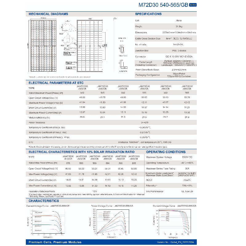 Photovoltaic Energy 540 W -565 W Sistem de panou lateral dublu vânzare online