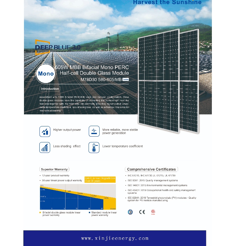 Fotovoltaic dublu partea 605 W M B B Panouri de înaltă eficiență a Panourilor Sistem Sistem online Vânzări