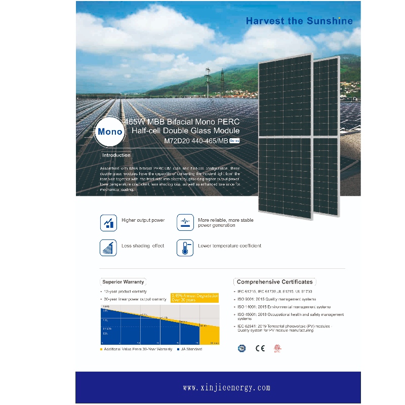 Eficiență ridicată 465 W Fotovoltaic Solar Module System Vânzare online