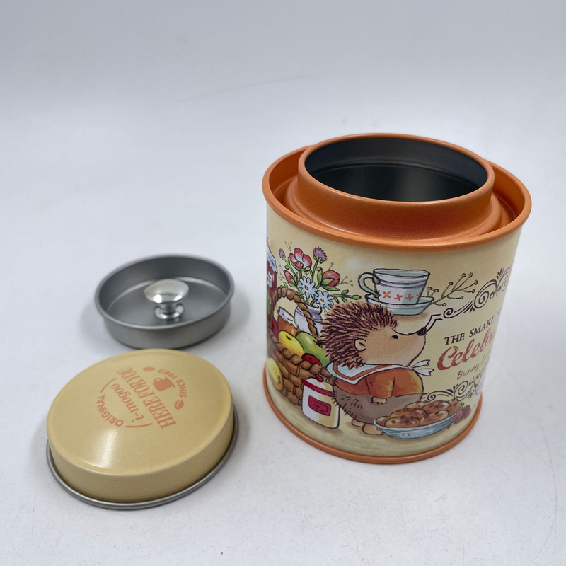 Tinplate rotund ceai Caddy Candy Snack Snack Packaging Box Tin Box