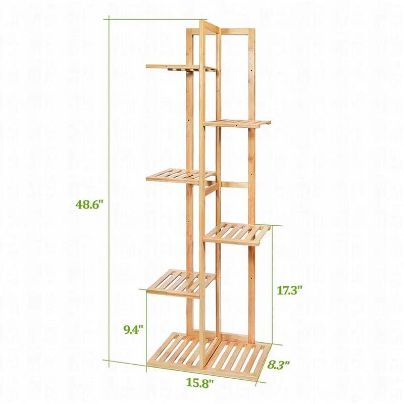 Custom Strat 6 Tier multifuncțional din lemn de bambus raft de flori în aer liber în aer liber