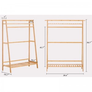 Raft de serviciu greu pentru agățarea hainelor de bambus paltoane