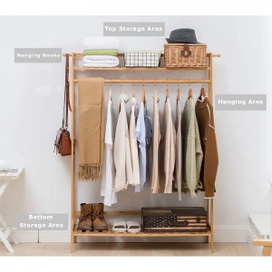 Raft de serviciu greu pentru agățarea hainelor de bambus paltoane