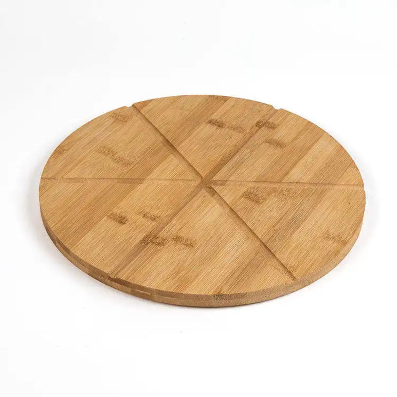 Tablă de tăiere rotundă pentru pizza din bambus