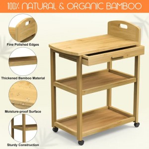 Raft deschis pentru magazinul de preparare a alimentelor din magazin Cărucioare de depozitare din bambus raft