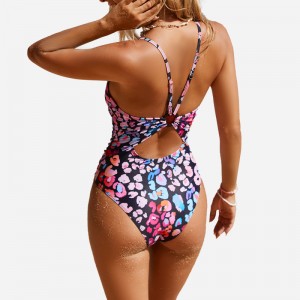 Costum de baie multicolorat cu leopard one o piesă