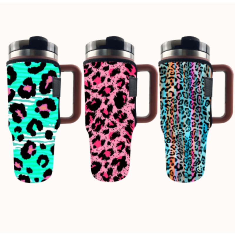 Sublimare personalizată Tipărire Leopard Cow Print Neprene Tumbler Suport pentru mânecă pentru 40oz Cupa