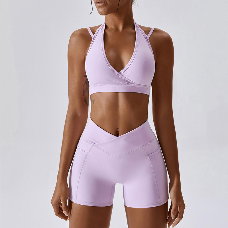 SC9283 Set de gimnastică de sutiene sportive de fitness cu ridicata pentru tineret de gimnastică sutien sport și pantaloni scurți de yoga