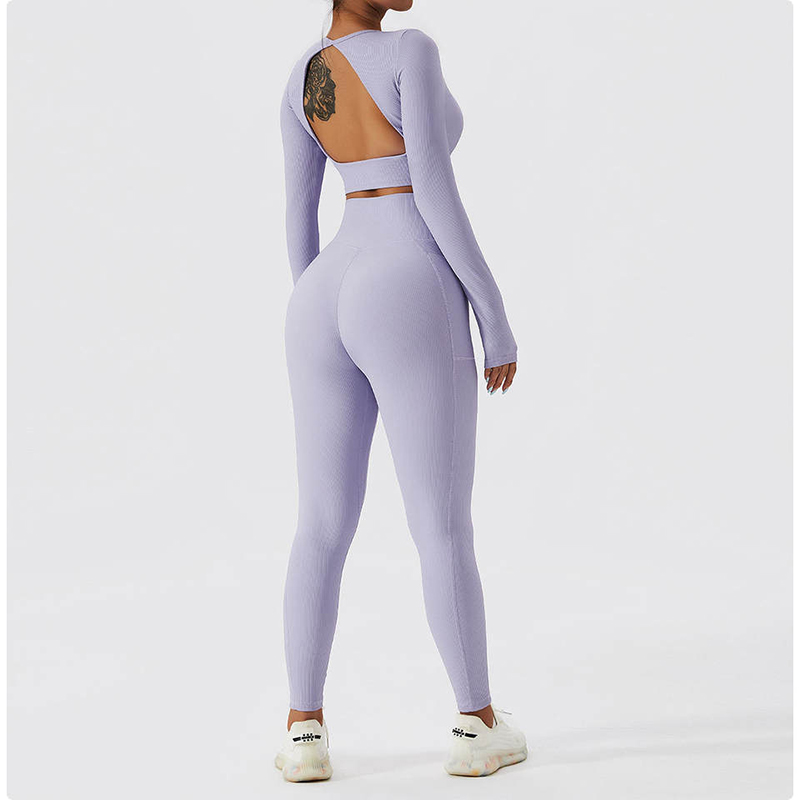 SC1062 Femei cu mânecă lungă Yoga Set de pantaloni cu pantaloni fără probleme pentru femei pentru femei îmbrăcăminte de fitness set de yoga