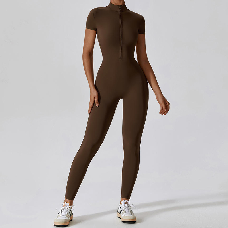 SC1075 One Piece Antrenament Yoga SALLURI SOLIDE SOLIDE SILIMENI SILIMENI SIMILOR SIMPLE ZIP ROMPER BODY